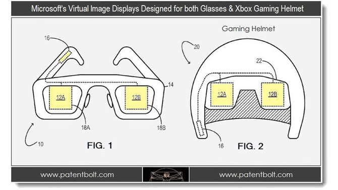 Microsoftが小型ディスプレイ搭載ゲーミングヘルメットの特許を出願していた