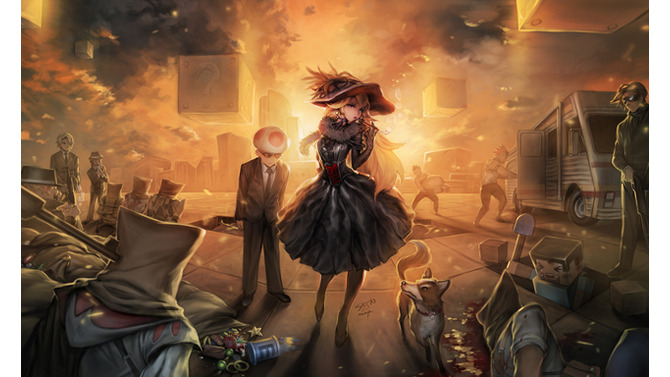 悪のピーチ姫が君臨するハイレベルファンアート“Black Widow Peach”