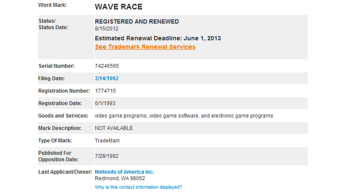 Wii Uのローンチタイトルとして登場か？任天堂が『ウェーブレース』の商標を更新