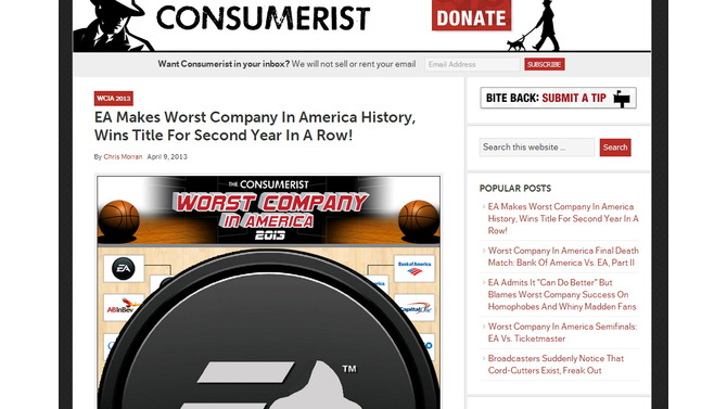 Consumeristのウェブサイト