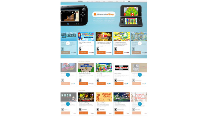 米国任天堂、eショップと配信タイトルの紹介ページを開設
