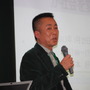 基調講演を行う岸本好弘氏。現在は東京工科大学メディア学部の准教授として教壇に立たされています