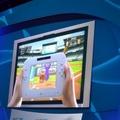テレビ画面とコントローラー画面の両方を使って野球ゲーム