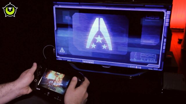 Wii U GamePadの画面でプレイしている様子
