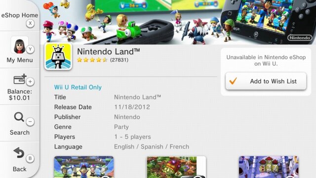 ニンテンドーeショップ『Nintendo Land』プロダクトページ