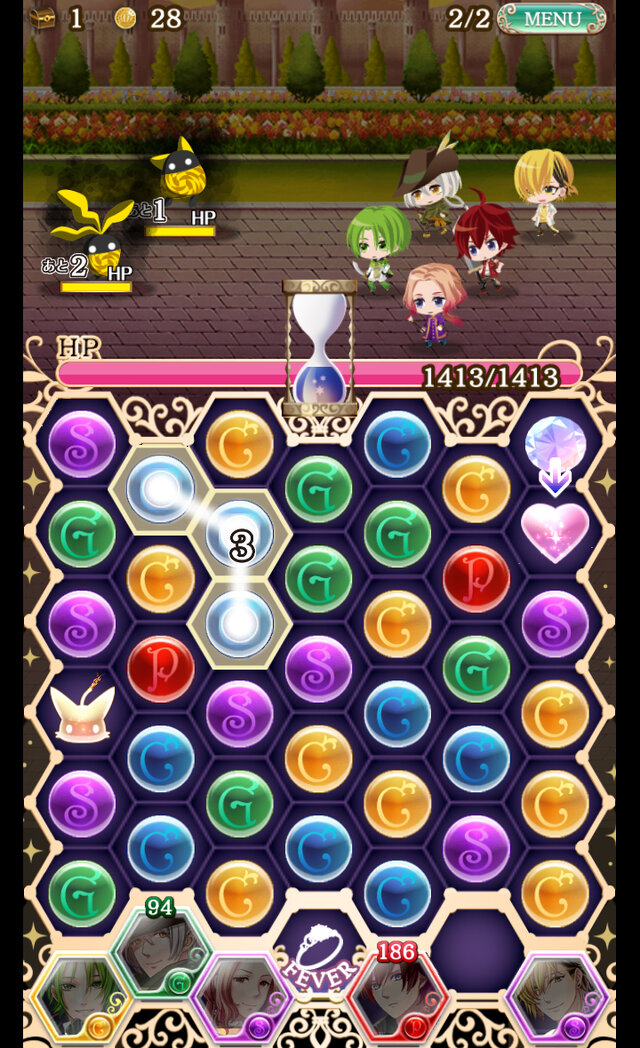 パズルは同じ色のピースを3つ以上繋げて消すだけ