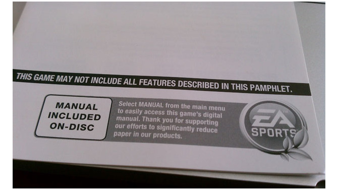 EA、一部タイトルで紙の説明書を廃止 