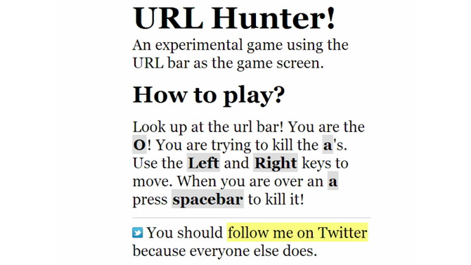 元マクシスが作った、URLバーを使ったゲーム「URL Hunter」 