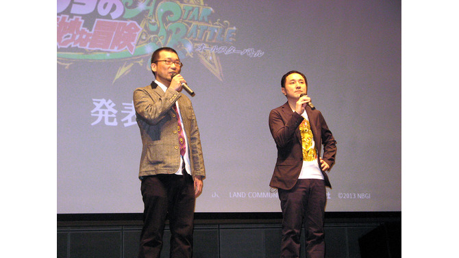 バンダイナムコゲームスの新野範聰氏（左）とサイバーコネクトツーの松山洋氏