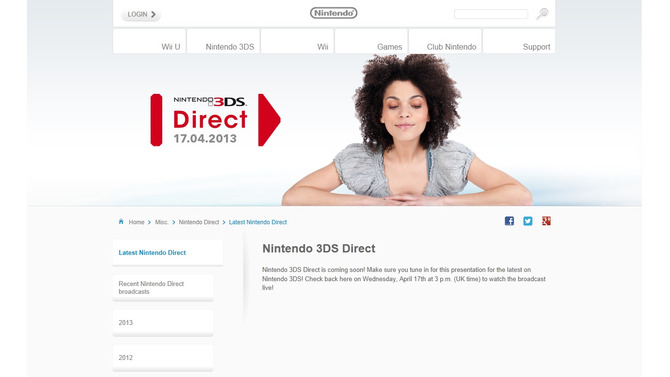 Nintendo 3DS Direct、欧州で4月17日実施