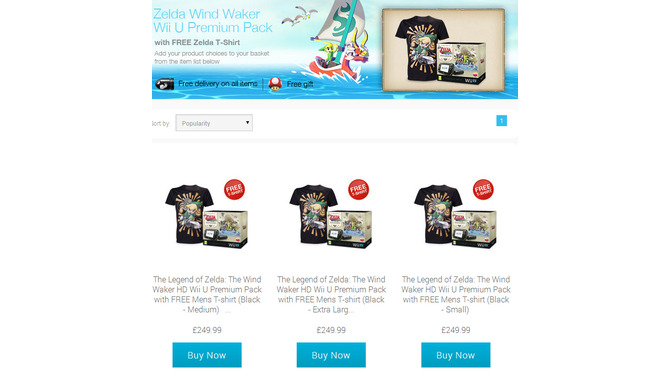 英国任天堂オンラインストアで『ゼルダの伝説』TシャツがセットになったWii Uと3DS本体が販売開始