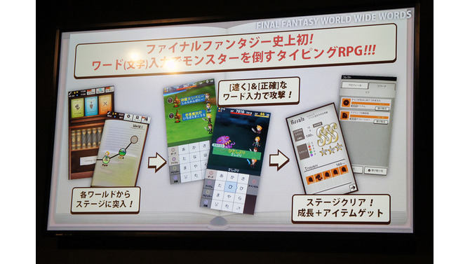 フリック入力で敵にダメージをあたえる『FF ワールドワイドワード』
