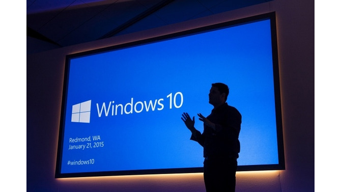 今年1月に行われた「Windows 10」発表会の模様