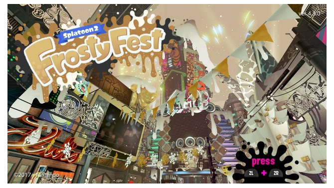 『スプラトゥーン2』クリスマス＆ニューイヤーフェス「Frosty Fest」1月4日より開催！インクもキラキラの豪華ラメ入りパーティー仕様に