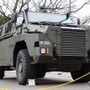 陸上自衛隊・広報センターで開催されたイベントで一般初公開となった輸送防護車（MRAP）。