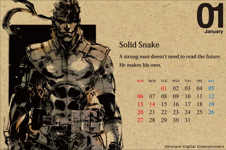 ヘビ年にちなんで メタルギア シリーズ スネーク 卓上カレンダー登場 全画面 インサイド