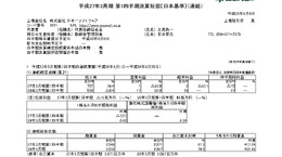 日本一ソフトウェア 平成27年3月期第1四半期決算スクリーンショット