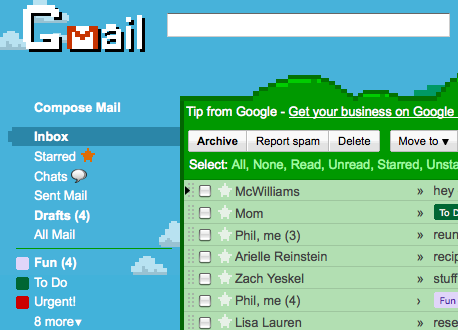 新しいGmailテーマは任天堂チック?