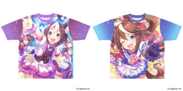 「ウマ娘 プリティーダービー  両面フルグラフィックTシャツ」各6,600円（税込）（C）Cygames,Inc.
