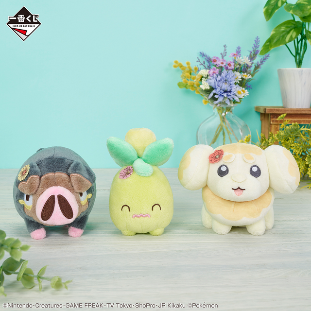 お花をつけた「ニャオハ」「パモ」たちのぬいぐるみが可愛い!「一番 お花をつけた「ニャオハ」「パモ」たちのぬいぐるみが可愛い!「一番