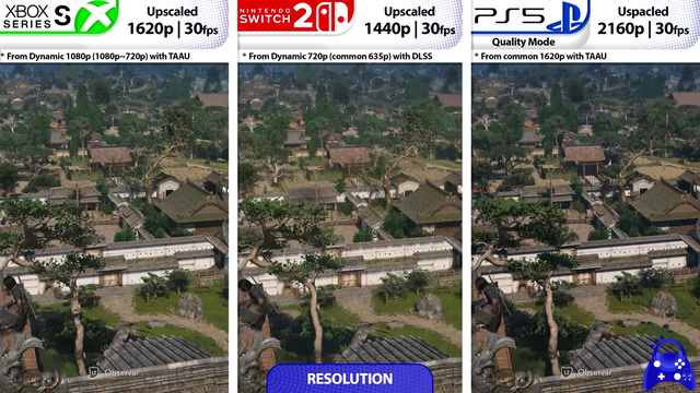 Youtube「Assassin's Creed Shadows | Switch 2 - PS5 - Xbox Series S | Graphics Comparison」から引用