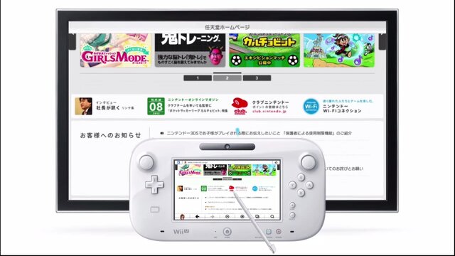 Wii UのブラウザはGamePadで操作を行います