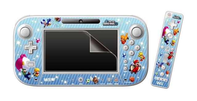 New スーパーマリオブラザーズU デコレーションシールセット for Wii U GamePad ライトブルー