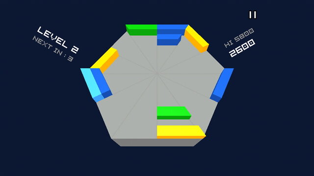 ブロックは、時間と共にステージの六角形の中心から外側の辺に向かって広がっていきます。
