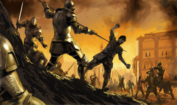 アートワーク「街を襲う騎士団」