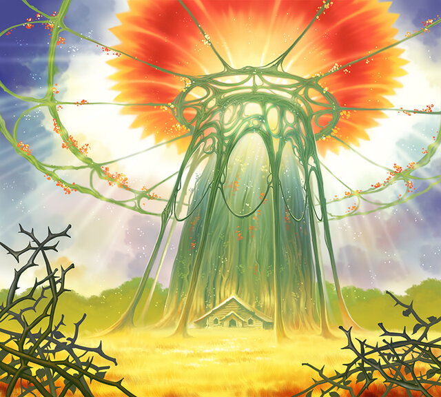 ダイアンサスの木：シャラノワールの森にそびえ立つ大樹。辺りを金色の野原が囲むこの巨木の麓は神々の食卓と呼ばれ、この惑星の神が集う場所とされている。