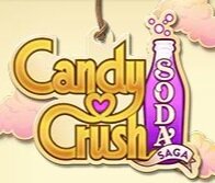 ゲームのロゴタイトル。「CandyCrush SAGA“SODA”」なのか、「CandyCrush“SODA”SAGA」なのか、ちょっとわかりません。