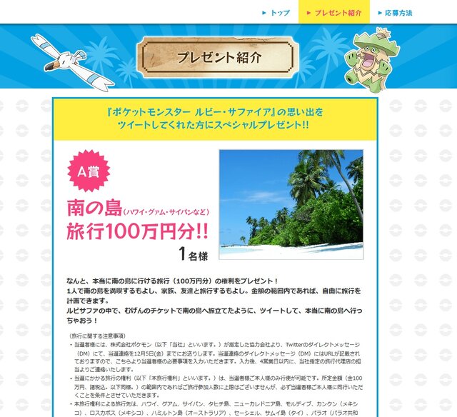 ポケモン ルビー サファイア の思い出をツイートして リアルに南の島へ行けるキャンペーンが開催 2枚目の写真 画像 インサイド
