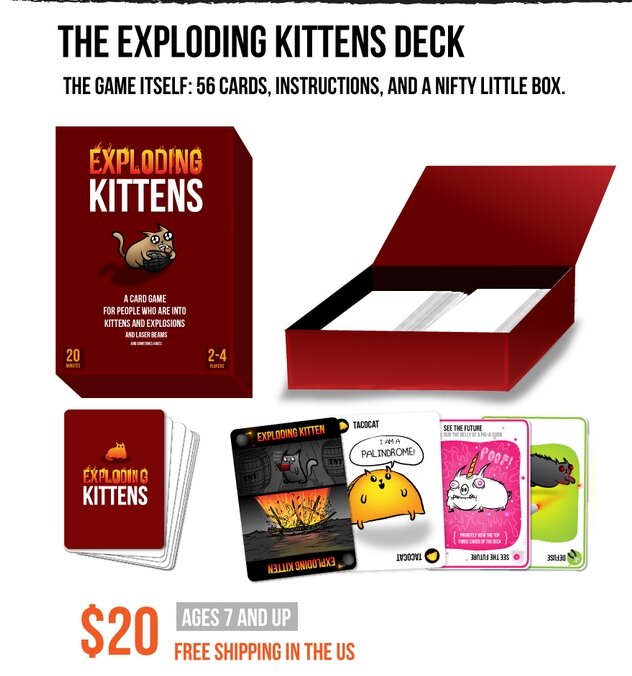 この猫、爆発します…カードゲーム『Exploding Kittens』が1日で目標資金の100倍を集め、既に300万ドル突破