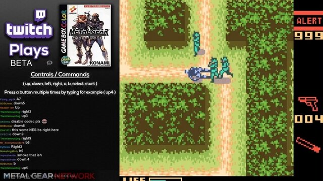 Twitchユーザー達がGBC版『メタルギア』をチャットコマンドでプレイ！挙動不審過ぎる潜入配信