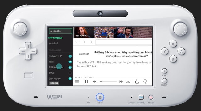 テレビ画面で映像 Gamepadでテキスト ニュースアプリ Watchup が米国のwii Uで配信 2枚目の写真 画像 インサイド