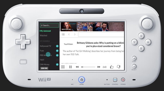 テレビ画面で映像、GamePadでテキスト、ニュースアプリ「Watchup.」が米国のWii Uで配信