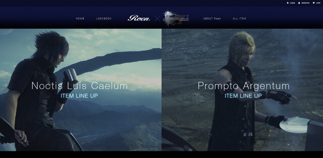 「Roen×FINAL FANTASY XV WEB STORE」より