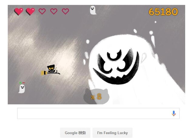 Googleにかわいい黒猫のハロウィンミニゲームが登場！シンプルながらやりこみがいあり