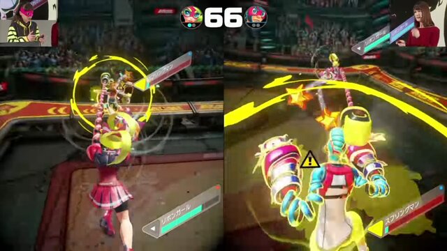 スイッチ新作『ARMS』ステージで椿姫彩菜がガチ対戦！ゲームプレイたっぷりのステージ映像が公開