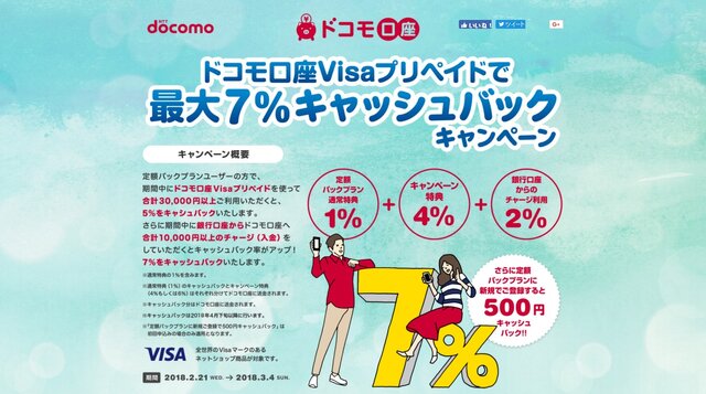 ちょっとお得にお買い物！ ドコモ口座“最大7％”のキャッシュバックキャンペーンを実施