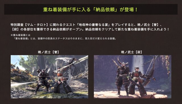 モンハン ワールド ついに 重ね着装備 に追加が マム タロトと同時実装 そして鑑定武器とは インサイド