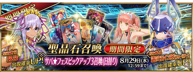 『FGO』水着BBなどが登場する「サバ★フェスピックアップ3召喚(日替り)」が開催！新霊衣や特殊バトルも登場