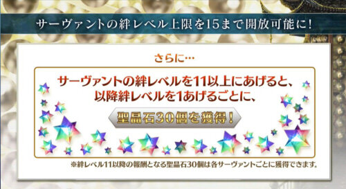 Fgo サーヴァントの絆レベル上限が15に 新アイテム カルデアの夢火 で上限開放 絆レベルを上げると聖晶石30個を獲得 インサイド