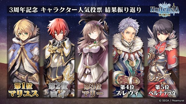 オルサガ 4周年記念イベント最新情報公開 キャラクター人気投票の上位10名も発表 生放送まとめ インサイド