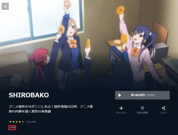 アニメ　SHIROBAKO　無料動画配信