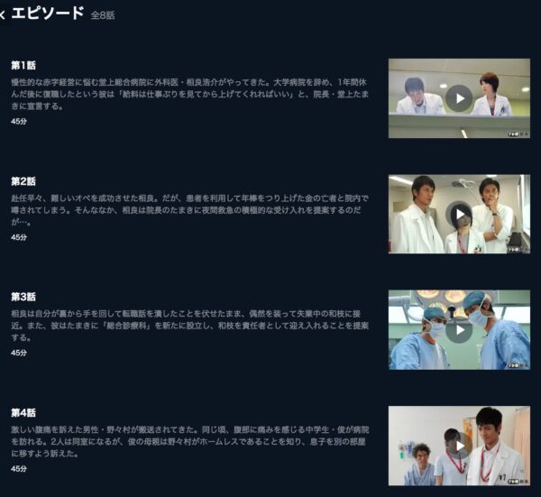 U-NEXT ドラマ DOCTORS 最強の名医 無料動画配信