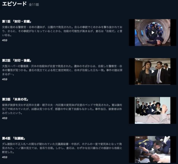 U-NEXT ドラマ 臨場 続章 無料動画配信