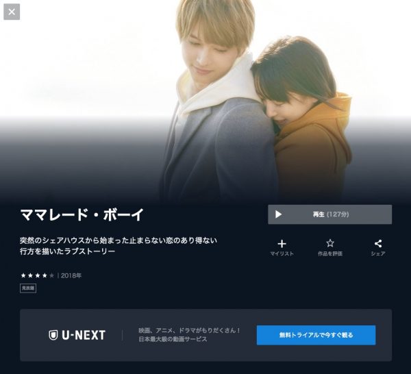 U-NEXT 映画ママレード・ボーイ無料動画配信