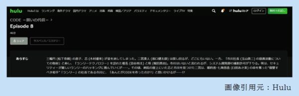 ドラマ CODE(コード)願いの代償 8話 無料動画配信