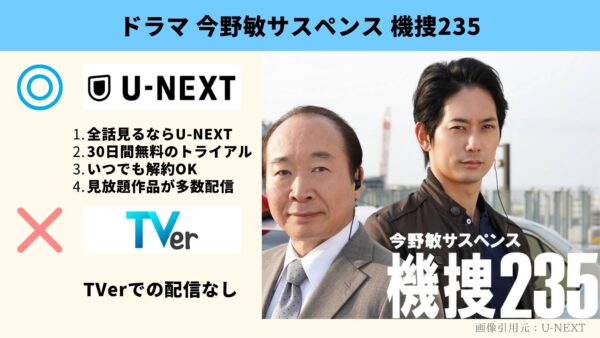 U-NEXT ドラマ 今野敏サスペンス 機捜235 無料配信動画